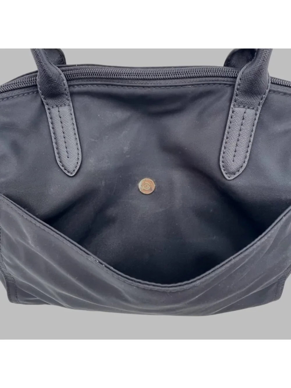 Michael Kors Kelsey Black Medium Nylon Zip Tote Gold Accents & Shoulder Straps
